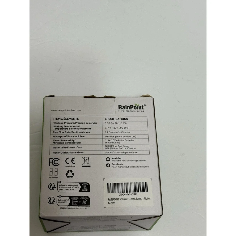 RainPoint Programmable 1-Zone Water Timer - Model Number ITV105
